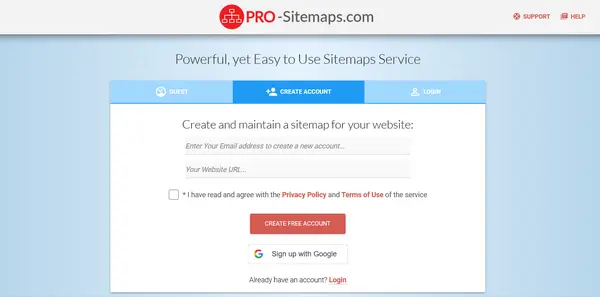 Create new account or login
