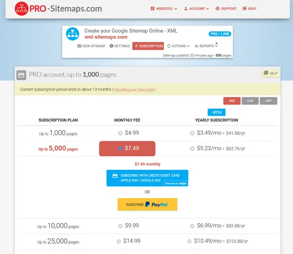Upgrade to PRO account